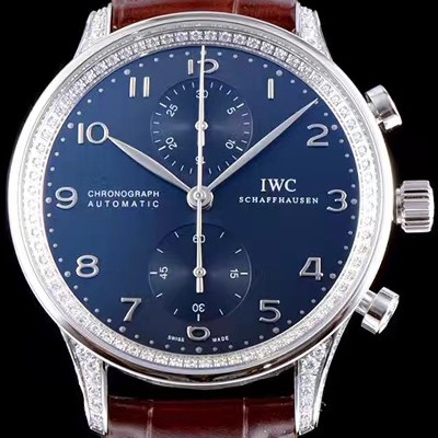 홍콩명품 [아이더블유씨] 남성용 포르투기즈 쥬얼버젼 오토메틱 크로노그래프 다이아몬드 블루 다이얼 IWC4142  
