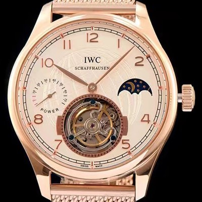 홍콩명품 [아이더블유씨] 남성용 IWC 포르투기즈 투어빌론 문페이즈 파워리져브 로즈골드 화이트 다이얼 로즈골드 메쉬 브레이슬릿 IWC0220  