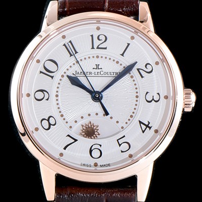 홍콩명품 [예거르꿀르뜨] 남성용 랑데부 나잇&데이 3442430 미디엄 레이디 워치!! 고급스러운 18K로즈골드 케이스 문페이즈 화이트 기요셰 다이얼 오토매틱 무브먼트 JAG0401  