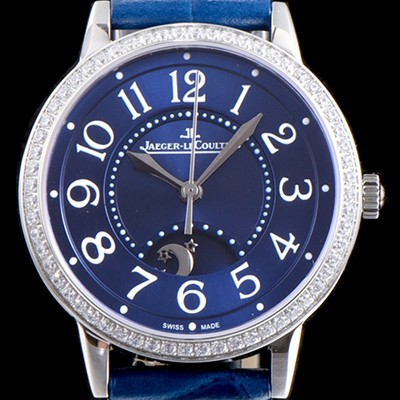 홍콩명품 [예거르꿀르뜨] 남성용 랑데부 나잇&데이 3468480 레이디 워치 최상급 다이아몬드 세팅 문페이즈 블루 썬더스트 다이얼 오토매틱 무브먼트 JAG0410  