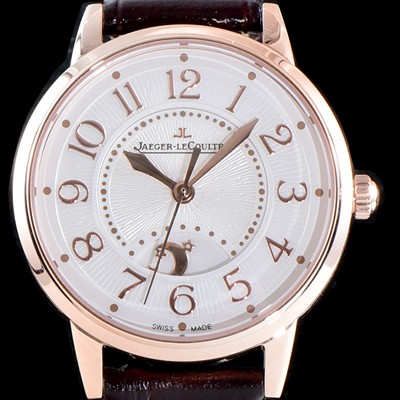 홍콩명품 [예거르꿀르뜨] 남성용 랑데부 나잇&데이 3442440 미디엄 레이디 워치!! 고급스러운 18K로즈골드 케이스 문페이즈 화이트 기요셰 다이얼 오토매틱 무브먼트 JAG0454  