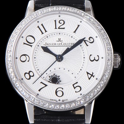 홍콩명품 [예거르꿀르뜨] 남성용 랑데부 나잇&데이 3468421 레이디 워치 최상급 다이아몬드 세팅 베젤 문페이즈 화이트 텍스쳐드 다이얼 오토매틱 무브먼트 JAG0445  