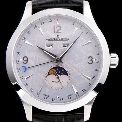 홍콩명품 [예거르꿀뜨르] 남성용 마스터 캘린더 1558421모델 씬 문페이즈 그레이 운석다이얼 아플리케 인덱스 오토매틱 무브먼트 JAG4200  