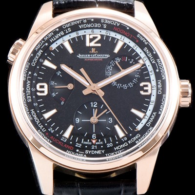 홍콩명품 [예거르꿀뜨르] 남성용 폴라리스 지오그래픽 904847J WT!! 세컨드 타임존 24시간 인디케이터 월드타임 파워 리저브 블랙 그라데이션 다이얼 수정형 Cal.866 타입 오토매틱 무브먼트 JAG0400  