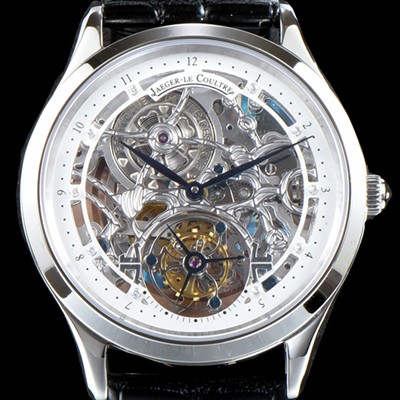 홍콩명품 [예거르쿨트르] 남성용 신형 마스터 그랜드 투어빌론 쥬얼 다이아몬드 인덱스 화이트&실버 스켈레톤 다이얼 투어빌론 무브먼트 JAG0400  