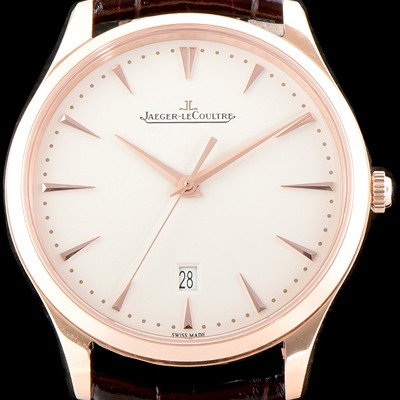홍콩명품 [예거르꿀뜨르] 남성용 마스터 울트라 씬 데이트1282510 플래식한 40MM UP!! 18K 로즈골드 에그쉘 베이지 다이얼 오토매틱 무브먼트 JAG0403  