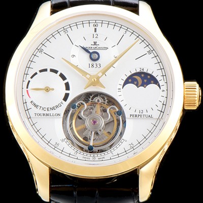 홍콩명품 [예거르쿨트르] 남성용 마스터 그랑 트래디션 5043480 1833퍼페추얼 18K 옐로우골드 케이스 화이트 다이얼 아시안 투어빌론 탑재 무브먼트 JAG0410  