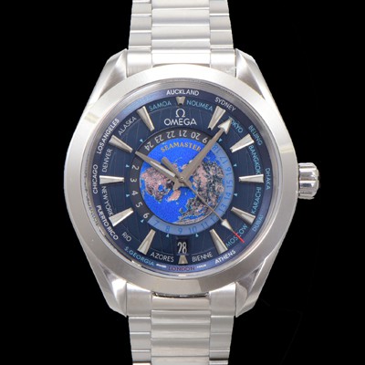 홍콩명품 [오메가] 남성용 씨마스터 220.10.43.22.03.001 아쿠아테라 150M GMT 월드타이머 43미리 오토매틱 Cal. 8938 타입 메탈줄 블루 다이얼 omg20240  