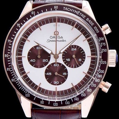 홍콩명품 [오메가] 남성용 18K 로즈골드 화이트브라운 다이얼 JAPAN QUARTZ (최고급형) 무브먼트 OMG0001  