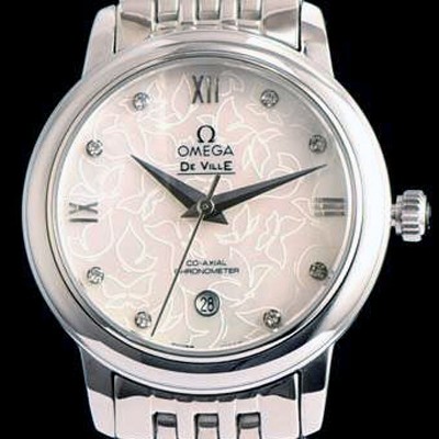 홍콩명품 [오메가] 여성용 드빌 424.12.33.20.55 자게 화이트 다이얼 18k 화이트골드 브레이슬릿 쥬얼리 인덱스 오토매틱 무브먼트 OMG0011  