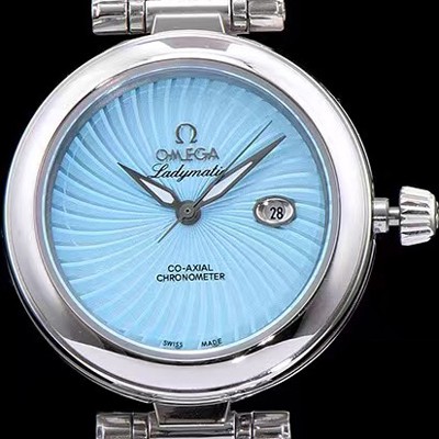 홍콩명품 [오메가] 여성용 드빌 레이디메틱 신제품!! 425.33.34.20.05.001 물결무늬 입체형 블루 다이얼 브레이슬릿 오토매틱 무브먼트 OMG0031  