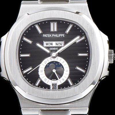 홍콩명품 [파텝필립] 남성용 파텍필립 신형 노틸러스 데이데이트 문페이즈 진 그레이 텍스쳐드 다이얼 기계식 자동형 무브먼트 PAT0132  