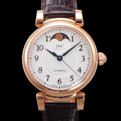 홍콩명품 [아이더블유씨]여성용 다빈치 오토매틱 문페이즈 36mm 18K 로조골드 가죽줄 화이트다이얼 iwc56034  