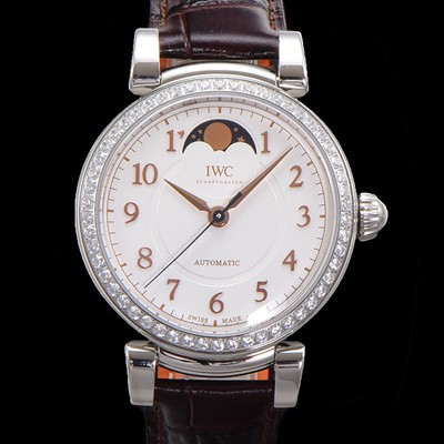 홍콩명품 [아이더블유씨]여성용 다빈치 IW459307 오토매틱 문페이즈 36mm 18K 로조골드 다이아몬드베젤가죽줄 화이트다이얼 iwc76405  