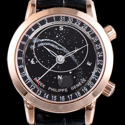 홍콩명품 [파텍필립] 남성용 그렌드 컴플리케이션 6102R-001 셀리스티얼 18K 로즈골드 블랙 다이얼 오토매틱 무브먼트 PAT0130  