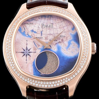 홍콩명품 [피아제] 남성용 블랙-타이 BLACK -TIE G0A38569 퀸터센셜리 엠퍼라도 XL 18K 로즈골드 최상급 쥬얼 다이아몬드 베젤 문페이즈 픽첼 다이얼 오토매틱 무브먼트 PIA4252  