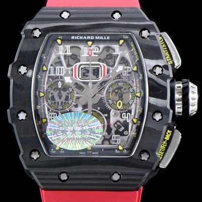 홍콩명품 [리차드밀레] 남성용 오토매틱 플라이백 RM11-03 오버사이즈 데이트 크로노그래프레드 포지드 카본 케이스 스켈레톤 다이얼 오토매틱 무브먼트 ric0278  
