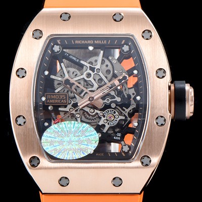 홍콩명품 [리차드밀레] 남성용 리차드밀 RM035 아메리카즈!! 고급스러운 18K 로즈골드 스켈레톤 다이얼 오토매틱 무브먼트 RIC0400  