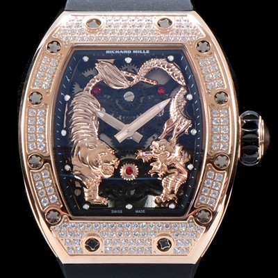 홍콩명품 [리차드밀레] 남성용 리차드밀 RM51-01 타이거&드래곤 미쉘 요 워치!! 수공 맞물림 형식의 쥬얼세팅 고급스러운 18K 로즈골드 스켈레톤 다이얼 오토매틱 무브먼트 RIC0410  