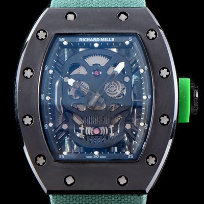 홍콩명품 [리차드밀레] 남성용 벨크로 스포츠 스트랩!! RM52-01 스컬 워치 스켈레톤&해골무늬 다이얼 오토매틱 무브먼트 RIC0455  
