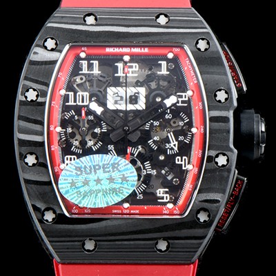 홍콩명품 [리차드밀레] 남성용 리차드밀레 RM011 100% 포지드 카본 케이스 스켈레톤 다이얼 신형 SHANGHAI ETA 7750B-2 크로노그래 오토매틱 무브먼트 RIC0410  