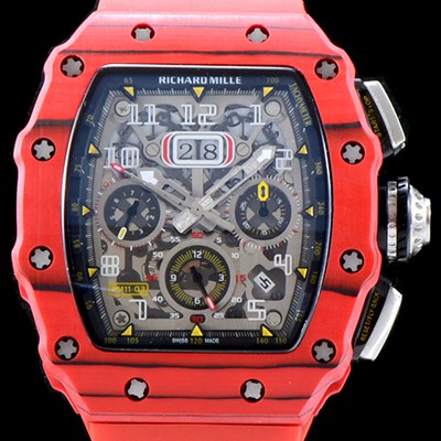 홍콩명품 [리차드밀레] 남성용 오토매틱 플라이백 RM11-03 오버사이즈 데이트 크로노그래프레드 카본 TPT 스켈레톤 다이얼 오토매틱 무브먼트 RIC0401  
