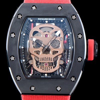 홍콩명품 [리차드밀레] 남성용 벨크로 스포츠 스트랩!! RM52-01 스컬 워치 스켈레톤&해골무늬 다이얼 오토매틱 무브먼트 RIC0450  
