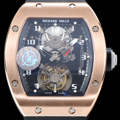 홍콩명품 [리차드밀레] 남성용 최초의 모델 RM001 투르비용 컬렉션UP!! 고급스러운 18K 로즈골드 블랙&스켈레톤 다이얼 아시안 투어빌론 탑재 무브먼트 RIC0400  
