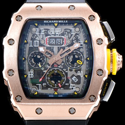 홍콩명품 [리차드밀레] 남성용 오토매틱 플라이백 RM11-03RG 오버사이즈 데이트 크로노그래프 고급스러운 18K 로즈골드 스켈레톤 다이얼 오토매틱 무브먼트 RIC0410  