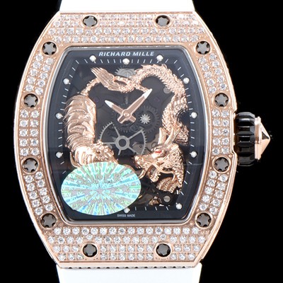 홍콩명품 [리차드밀레] 남성용 리차드밀 RM51-01 타이거&드래곤 미쉘 요 워치!! 수공 맞물림 형식의 쥬얼세팅 고급스러운 18K 로즈골드 스켈레톤 다이얼 오토매틱 무브먼트 RIC0452  