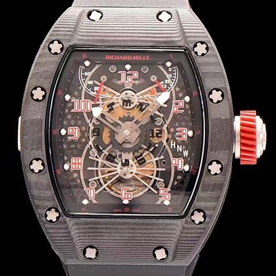 홍콩명품 [리차드밀레] 남성용 RM022 포지드 카본 스켈레톤 다이얼 블랙 러버 스트랩 오토매틱 무브먼트 RIC0400  