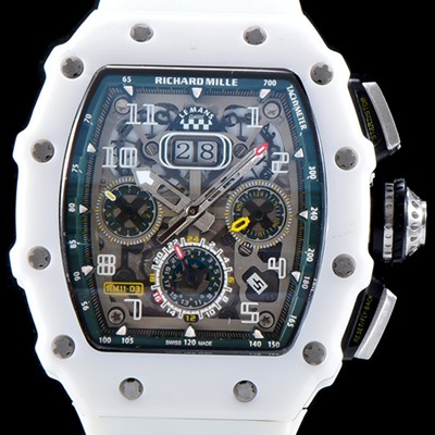 홍콩명품 [리차드밀레] 남성용 최신버전 업그레이드형 RM011 화이트 세라믹 오버사이즈 데이트 스켈레톤 다이얼 오토매틱 무브먼트 RIC0410  