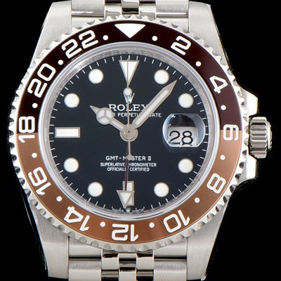 홍콩명품 [로렉스] 남성용 업그레이드 모델!! 지엠티 마스터II 126710BLRO-0001 듀얼 타임 브라운/쵸코 투톤 24시간 회전 베젤 블랙 다이얼 5선 쥬빌리 브레이슬릿 오토매틱 무브먼트 ROL0500  