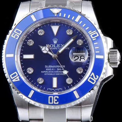 홍콩명품 [로렉스] 남성용 NEW VIP 버전!!서브마리너 116619LB-97209 8DI 블루 세라믹 베젤 블루 다이얼 쥬얼 다이아몬드 인덱스 브레이슬릿 스위스 3135 오토매틱 무브먼트 ROL0320  