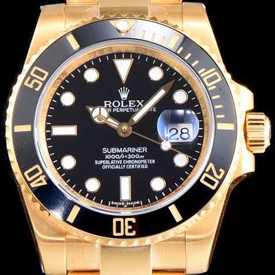 홍콩명품 [로렉스] 남성용 서브마리너116618LN-97208 블랙 세라믹 베젤 18k 옐루골드 도금 블랙 다이얼 브레이슬릿 ETA 2836-2 오토매틱 무브먼트 ROL0341  