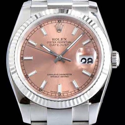 홍콩명품 [로렉스] 남성용 데이져스트 m116234-0120 업그레이드 VIP 타입!! 심플한 디자인 인기베스트 핑크 다이얼 스틱 야광 인덱스 스틸 브레이슬릿 ROL0330  