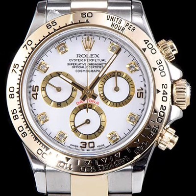 홍콩명품 [로렉스] 남성용 최상급 퀄리티 데이토나 116523-78593 18K 옐로골드 포금 제품!! 크로노그래프 쥬얼 다이아몬드 인덱스 18K 옐로골드 투톤 콤비 화이트 다이얼 오토매틱 무브먼트 ROL0302  