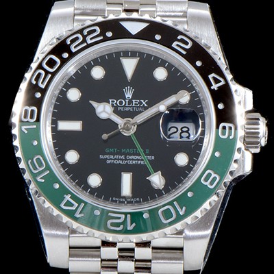홍콩명품 [로렉스] 남성용 지엠티 마스터II 116710BLNR 듀얼 타임 블랙/그린 투톤 24시간 회전 베젤 블랙 다이얼 5선 쥬빌리 브레이슬릿 오토매틱 무브먼트 ROL0013  