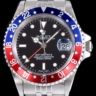 홍콩명품 [로렉스] 남성용 업그레이드 모델!!지엠티 마스터II 126710BLRO-0001 듀얼 타임 블루/레드 투톤 24시간 회전 베젤 블랙 다이얼 5선 쥬빌리 브레이슬릿 오토매틱 무브먼트 ROL0310  