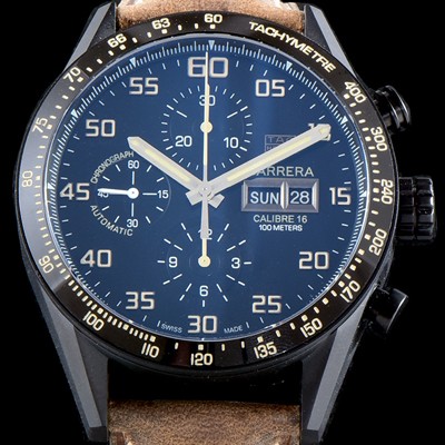 홍콩명품 [태그호이어] 남성용 NEW 까레라 CV2A84.FC6394 칼리버16 데이-데이트 블랙 PVD 티타늄 케이스 크로노그래프 블랙 유광 다이얼 오토매틱 무브먼트 TAG0101  