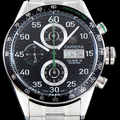 홍콩명품 [태그호이어] 남성용 NEW 까레라 CV2A1R.FC6235 칼리버16 데이-데이트 크로노그래프 블랙 카본 다이얼 브레이슬릿 오토매틱 무브먼트 TAG0102  