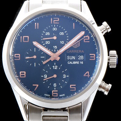 홍콩명품 [태그호이어] 남성용 카 레이싱 CV2A1AB.BA0738 까레라 칼리버16 데이-데이트 크로노그래프 블랙 다이얼 브레이슬릿 오토매틱 무브먼트 TAG0100  