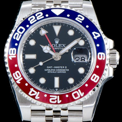 홍콩명품 [로렉스] 남성용 지엠티 마스터II 126710BLRO-0001 듀얼 타임 블루/레드 투톤 24시간 회전 베젤 블랙 다이얼 5선 쥬빌리 브레이슬릿 오토매틱 무브먼트 ROL0011  