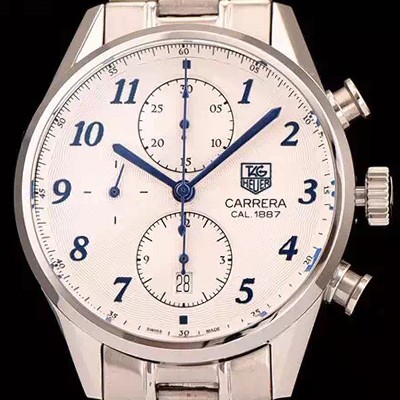 홍콩명품 [태그호이어] 남성용 까레라 1887 오토매틱 크로노 그래프 화이트 다이얼 TAG0240  