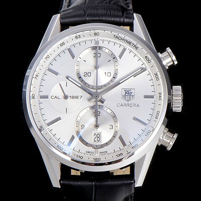 홍콩명품 [태그호이어] 남성용 까레라 칼리버 1887 크로노그래프 화이트 다이얼 7750 오토매틱 TAG0241  