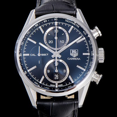 홍콩명품 [태그호이어] 남성용 까레라 칼리버 1887 크로노그래프 블랙 다이얼 7750 오토매틱 TAG4210  