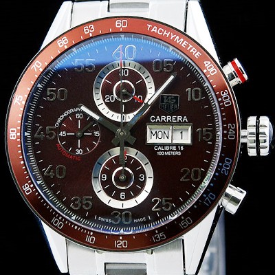 홍콩명품 [태그호이어] 남성용 까레라 칼리버 16 크로노그래프 오토매틱 브라운 다이얼 TAG4205  