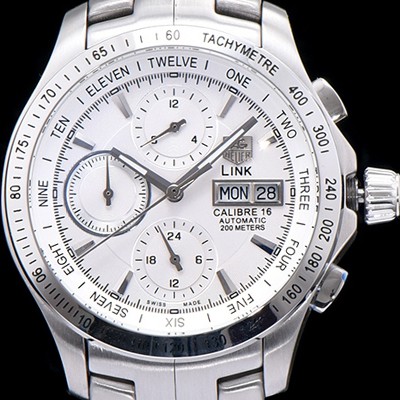 홍콩명품 [테그호이어] 남성용 링크 시리즈 칼리버 16 크로노그래프 화이트 다이얼 오토매틱 무브먼트 TAG0230  