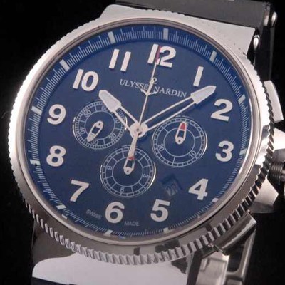 홍콩명품 [율리스나르당] 마린크로노그래프 44mm 아라비안 마크 블랙 다이얼 ULY42010  