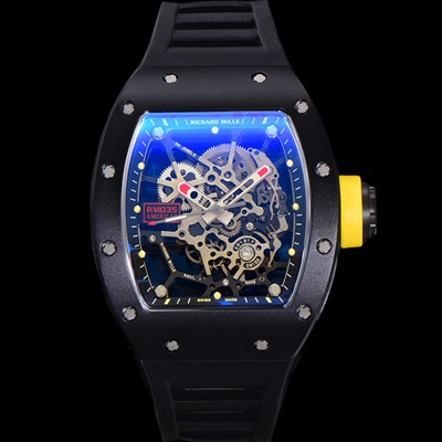 홍콩명품 [리차드밀러] 남성용 RM035 라파엘 나달 수동/기계식 풀 세라믹 48mm 러버줄 블랙 스켈레톤 다이얼 ric0221  